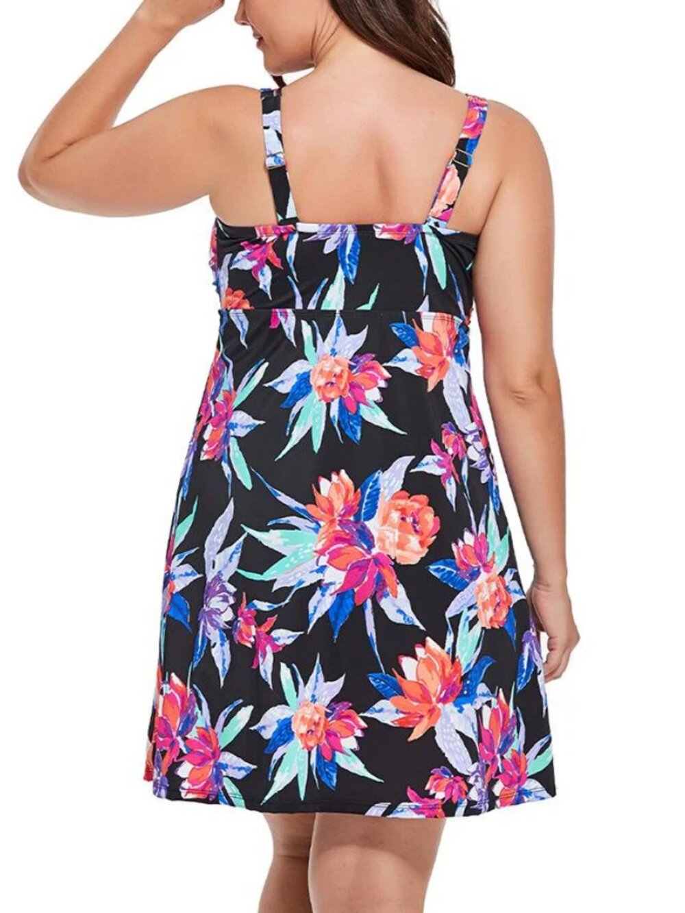 FULLFITALL Red Rhythm Draped Swimdress | Shelf Bra Support | Size 22 | NWT - Picture 2 of 3